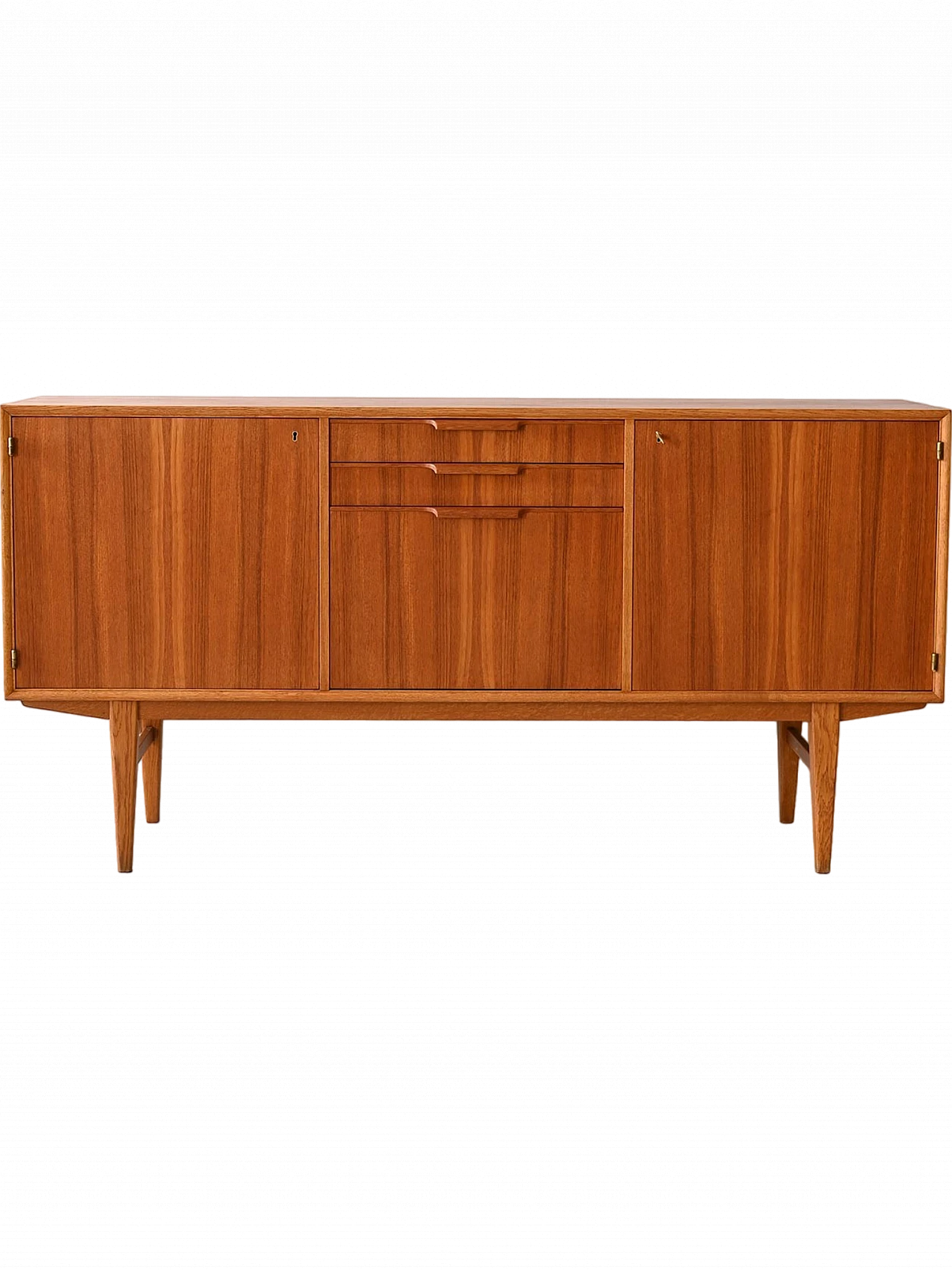 Credenza in teak e rovere con cassetti, anni '60 13