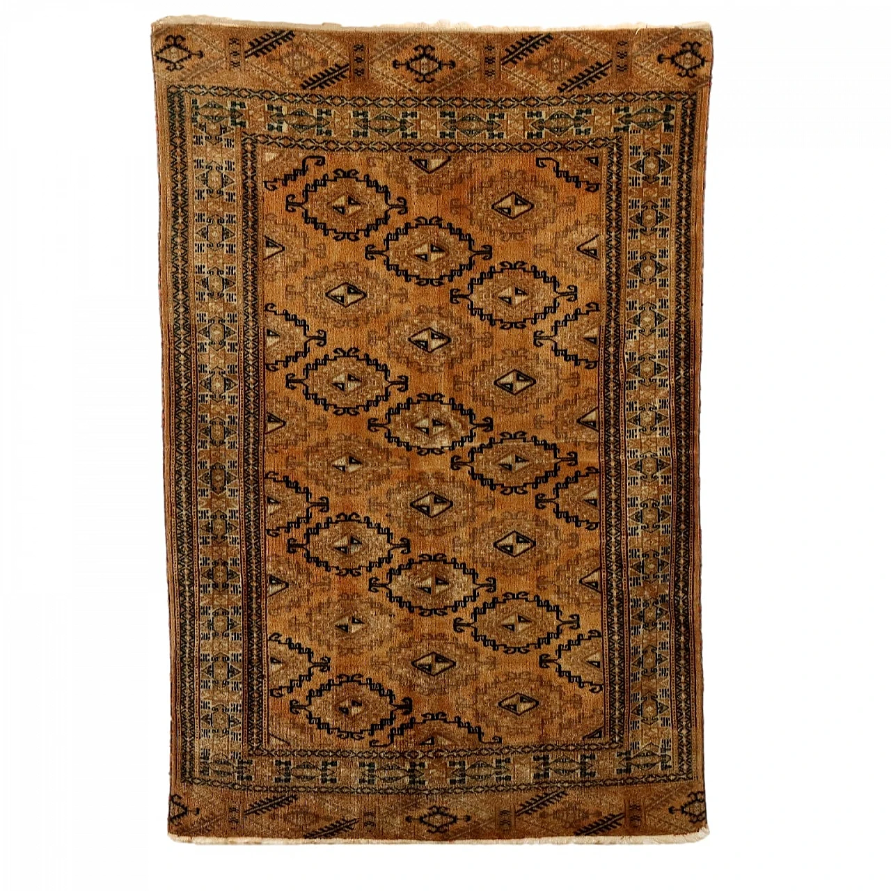 Thin knot Bukhara rug in beige wool 1