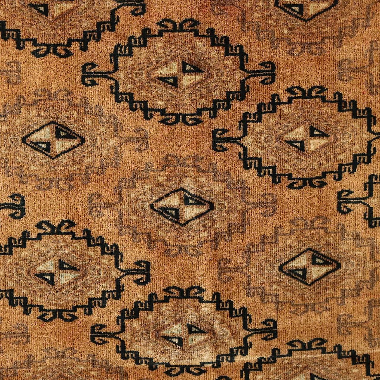 Thin knot Bukhara rug in beige wool 3