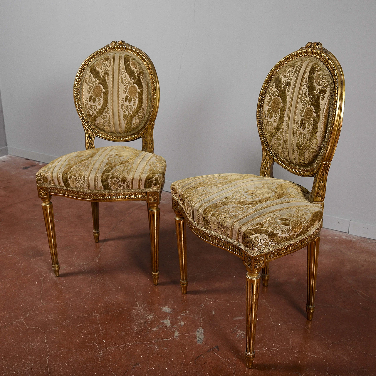Napoleon III living room in gilded wood & velour, 1870 7