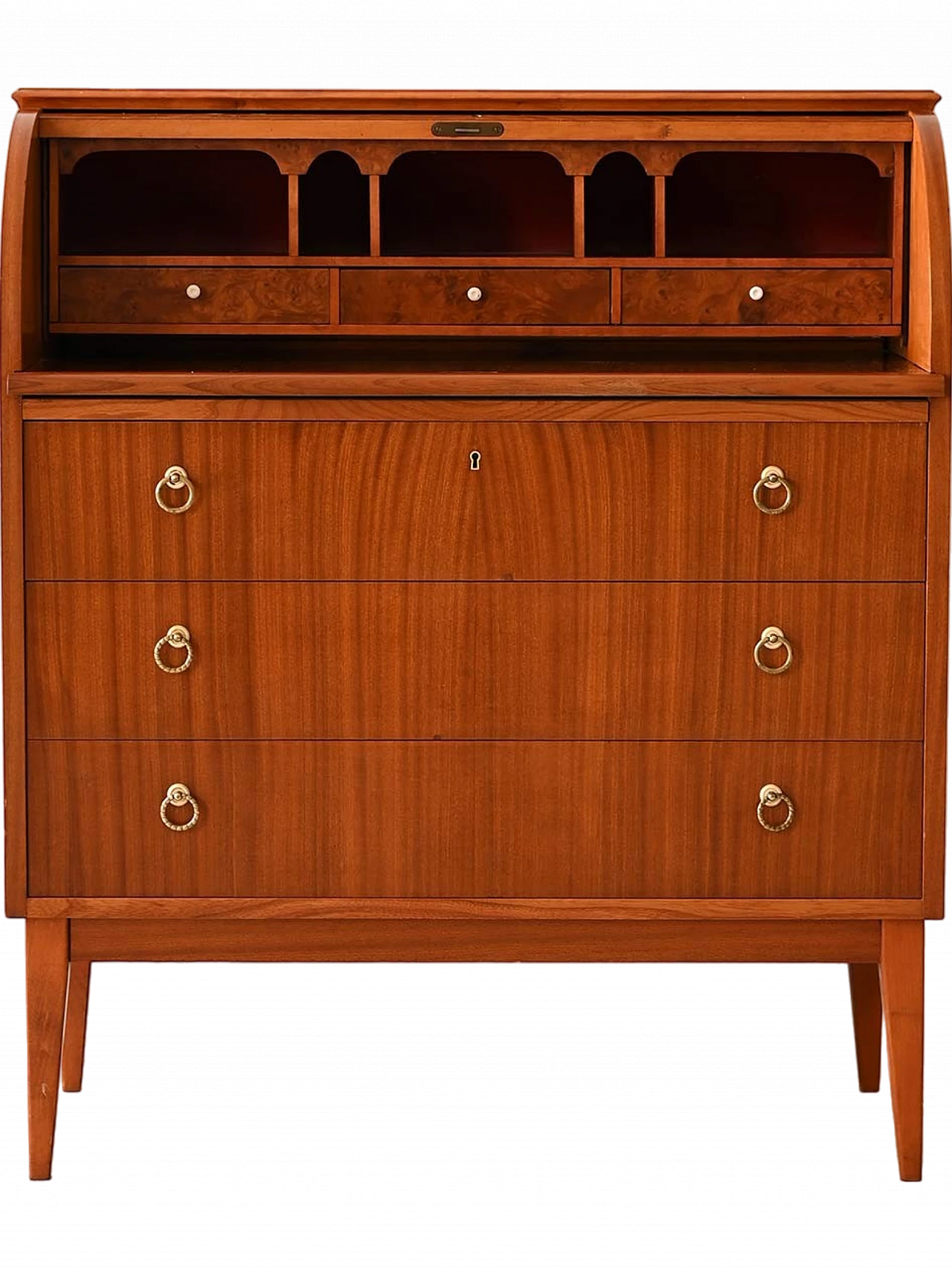 Secretaire in teak con scrittoio, anni '60 11