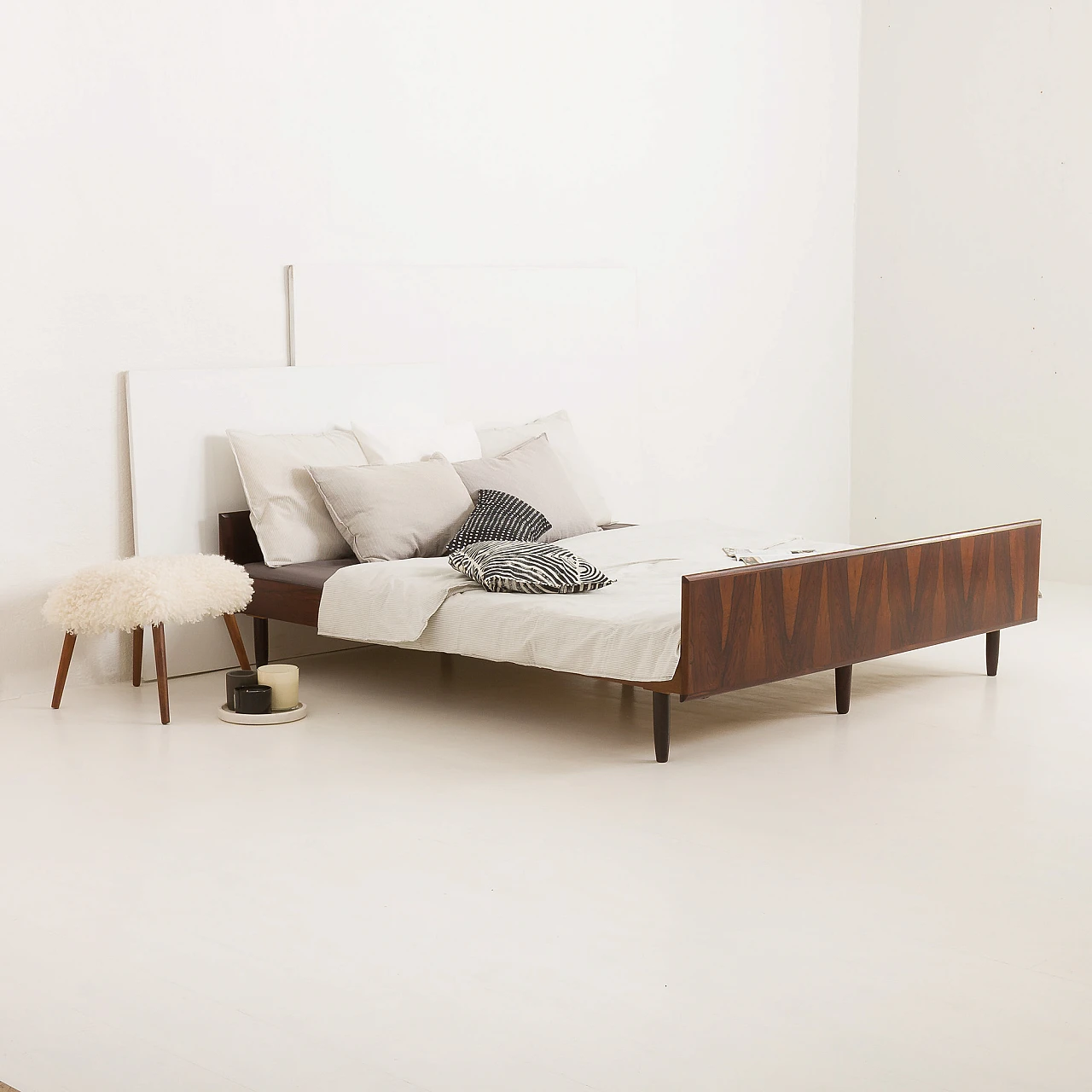 Struttura per letto danese queen size in palissandro, anni '60 2