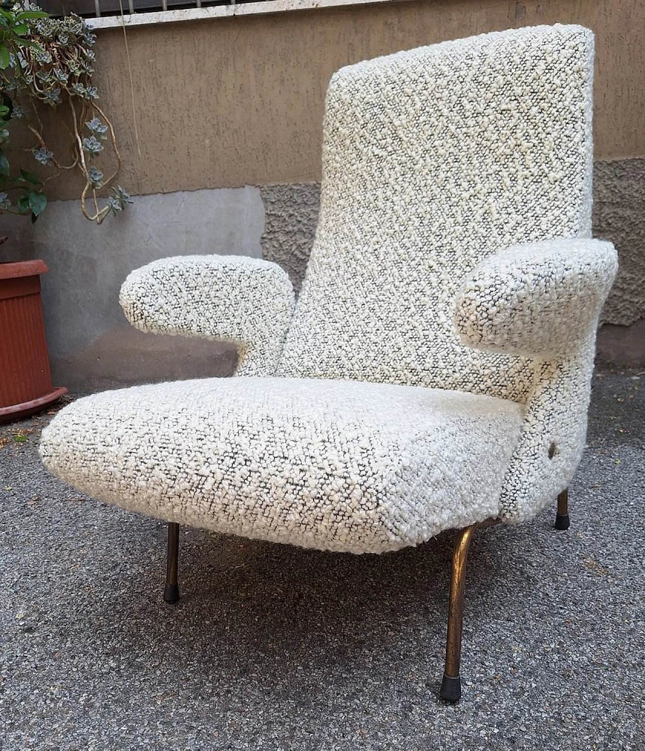 Delfino bouclé fabric armchair by Erberto Carboni for Arflex, 1950s 1