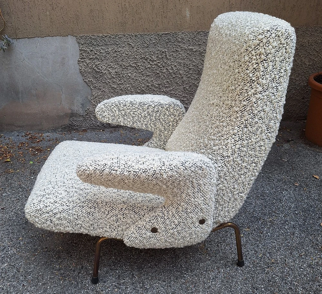 Delfino bouclé fabric armchair by Erberto Carboni for Arflex, 1950s 2