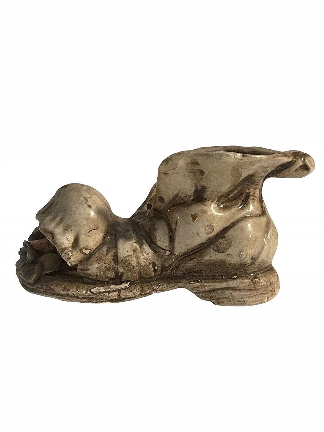 Statuina di scarpa rotta in ceramica policroma 2