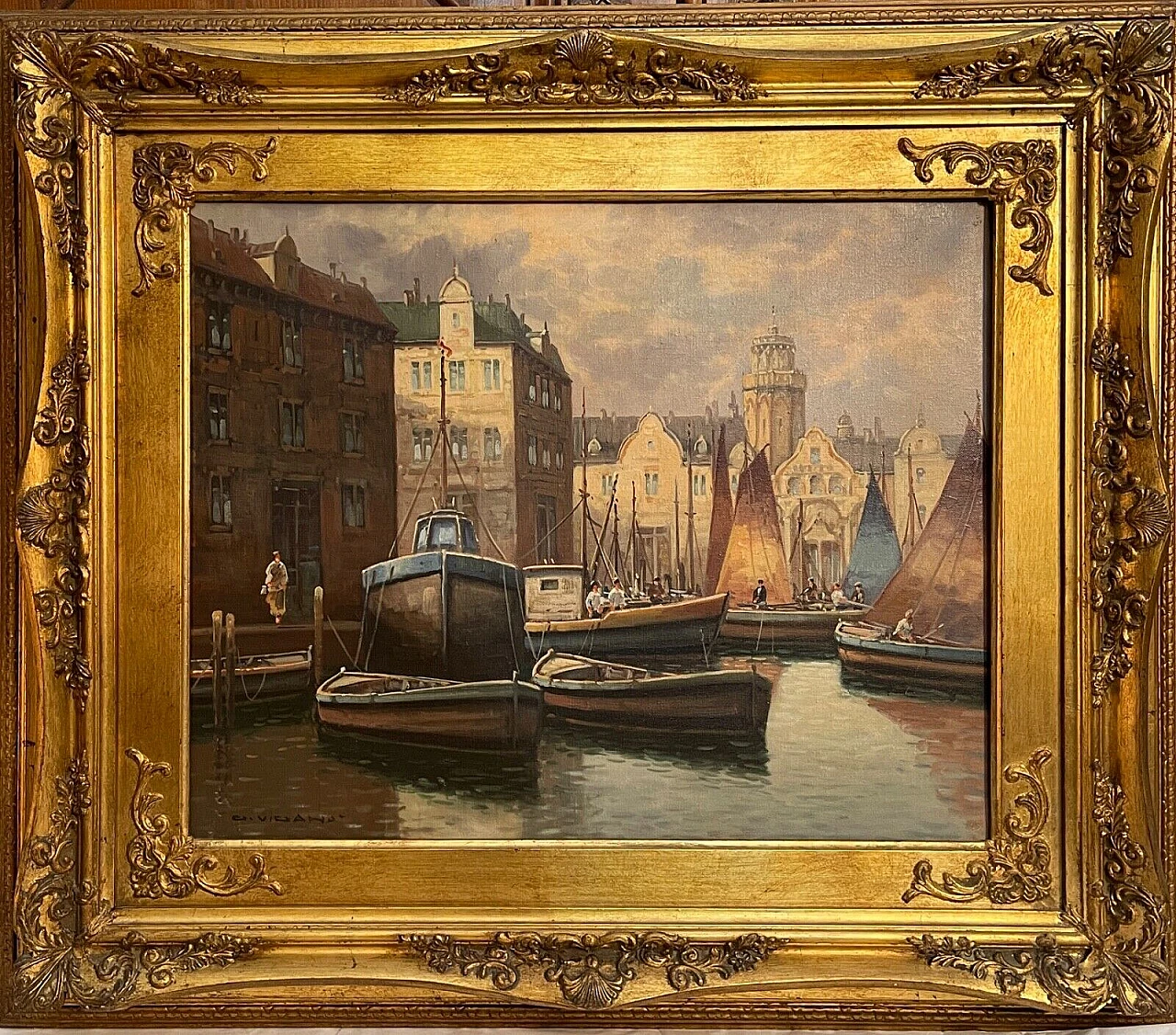 Venezia, dipinto a olio su tela di Giuseppe Viganò, fine '900 1