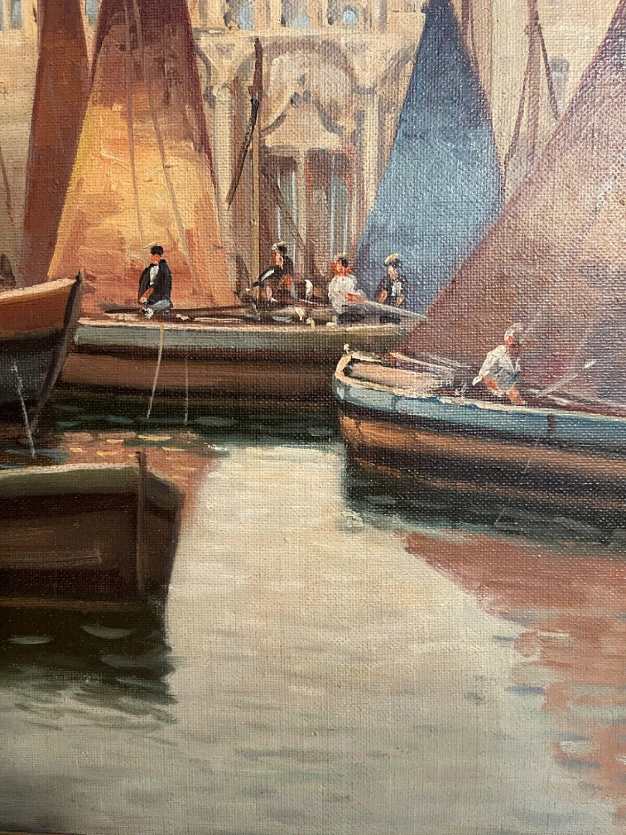 Venezia, dipinto a olio su tela di Giuseppe Viganò, fine '900 5