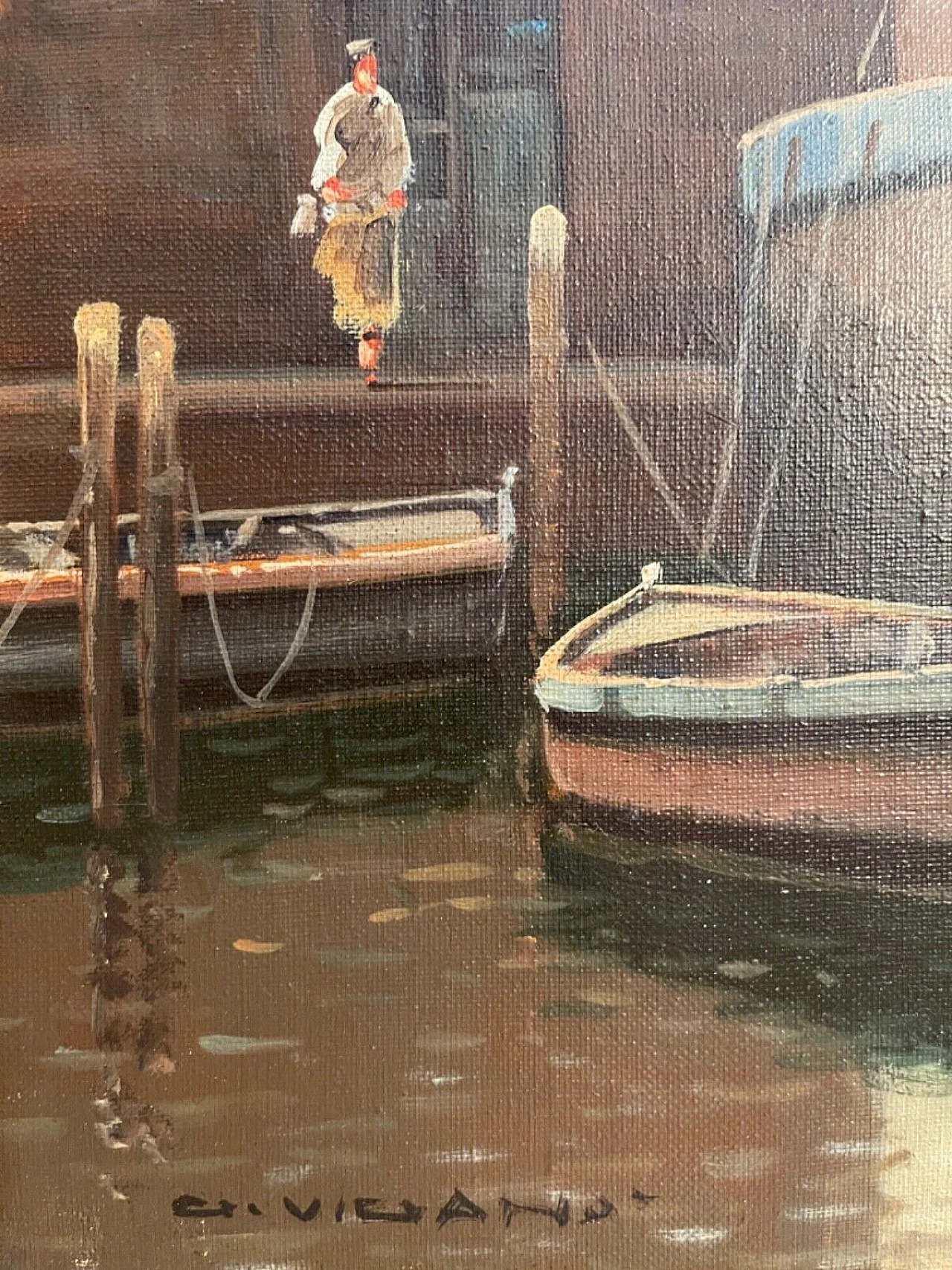 Venezia, dipinto a olio su tela di Giuseppe Viganò, fine '900 6