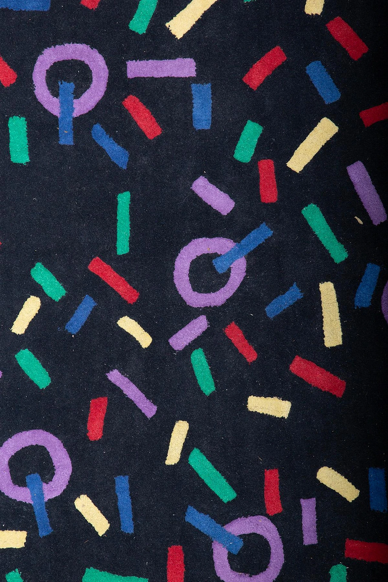 Wool rug with multicolored geometric patterns, 1980s 4