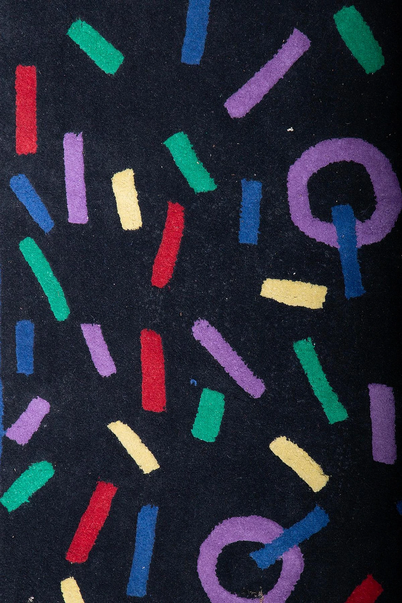 Wool rug with multicolored geometric patterns, 1980s 6
