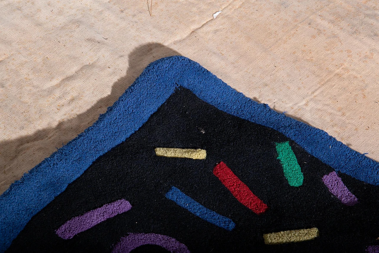 Wool rug with multicolored geometric patterns, 1980s 7