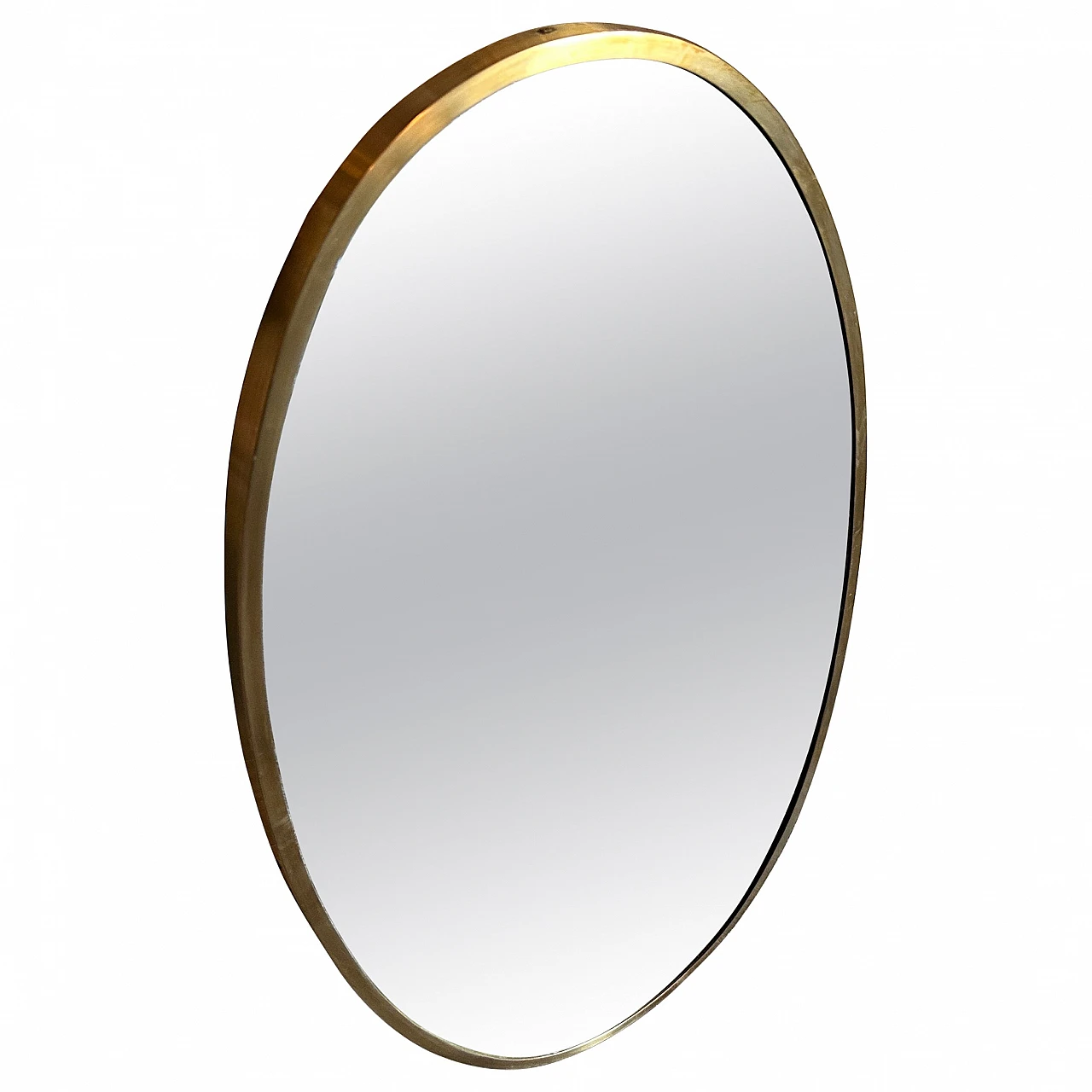 Oval wall mirror with brass frame in the style of Gio Ponti, 1950s 1