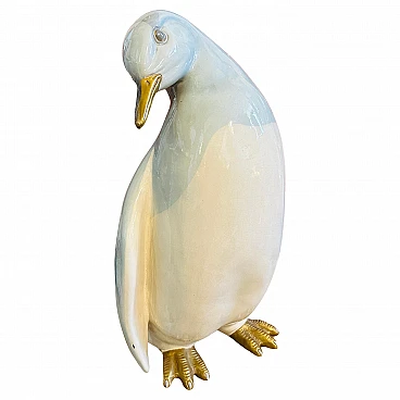 Ronzan, Penguin, hand-crafted porcelain statue, 1960s