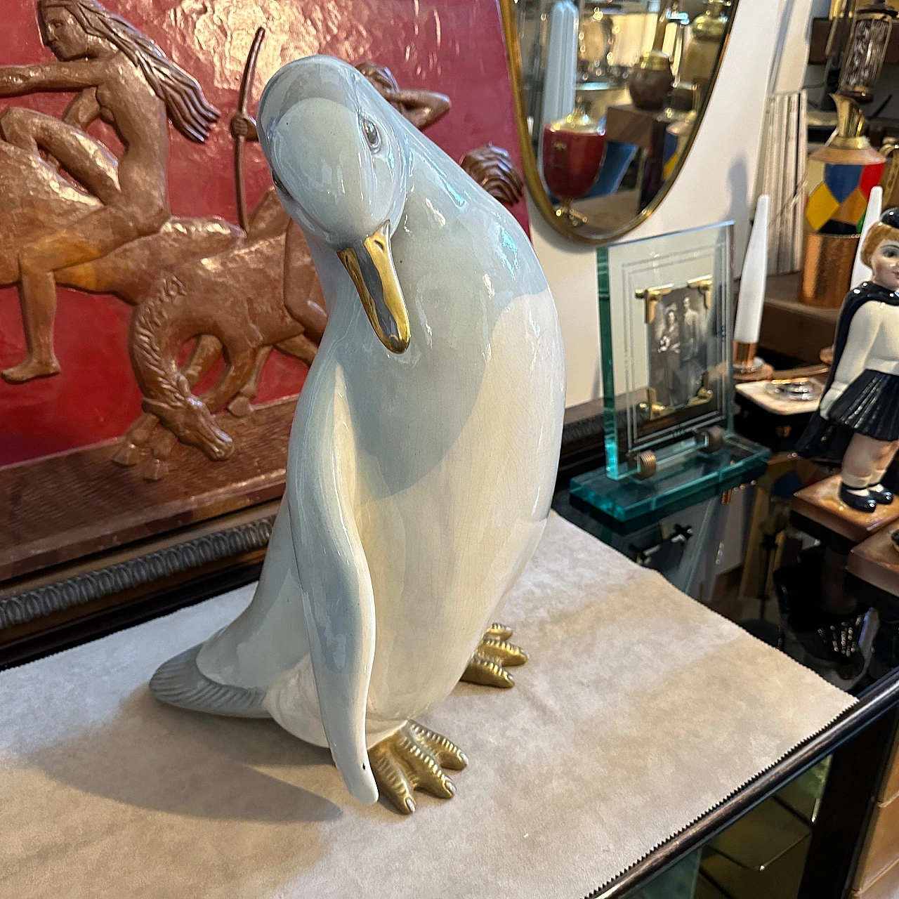 Ronzan, Penguin, hand-crafted porcelain statue, 1960s 2