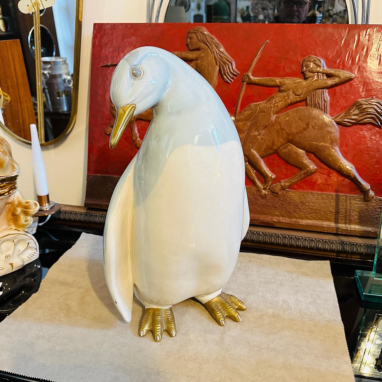 Ronzan, Penguin, hand-crafted porcelain statue, 1960s 3