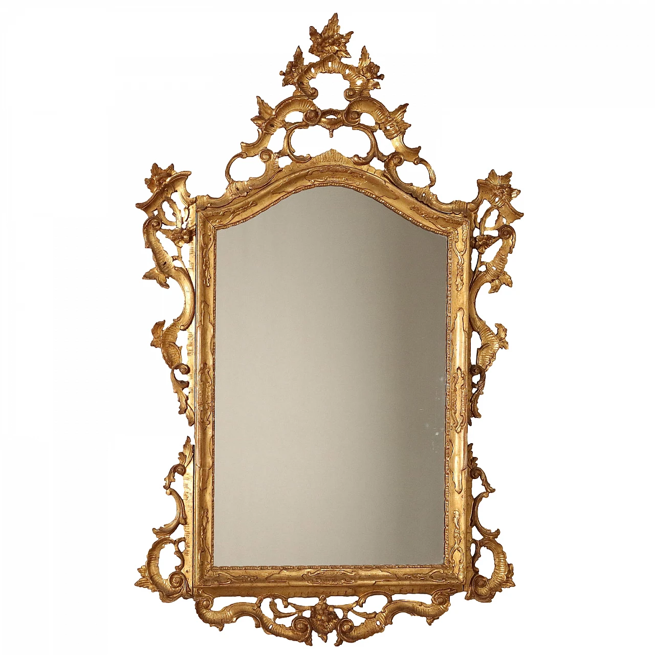 Specchio stile Barocchetto in legno dorato e intagliato 1