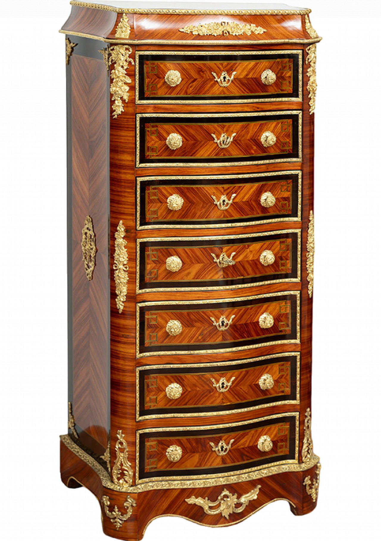 Settimino Napoleone III in legni esotici con innesti in bronzo, '800 6