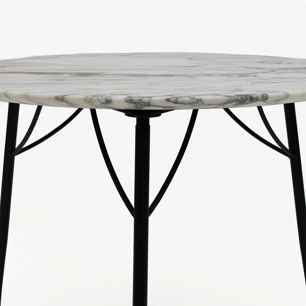 Round coffee table in Carrara marble and metal, 1960s 3
