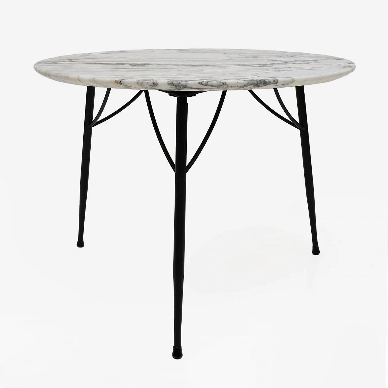 Round coffee table in Carrara marble and metal, 1960s 4
