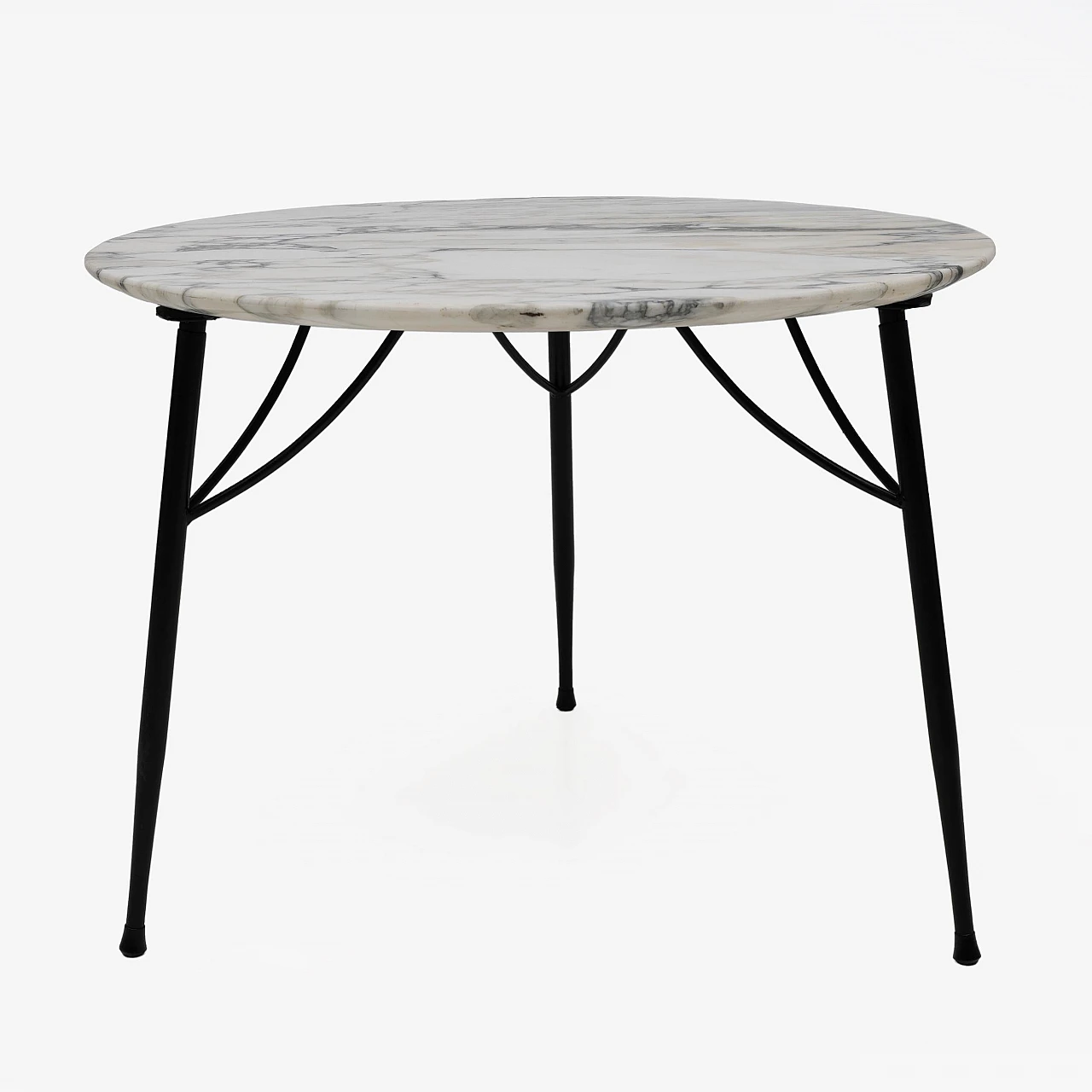 Round coffee table in Carrara marble and metal, 1960s 5