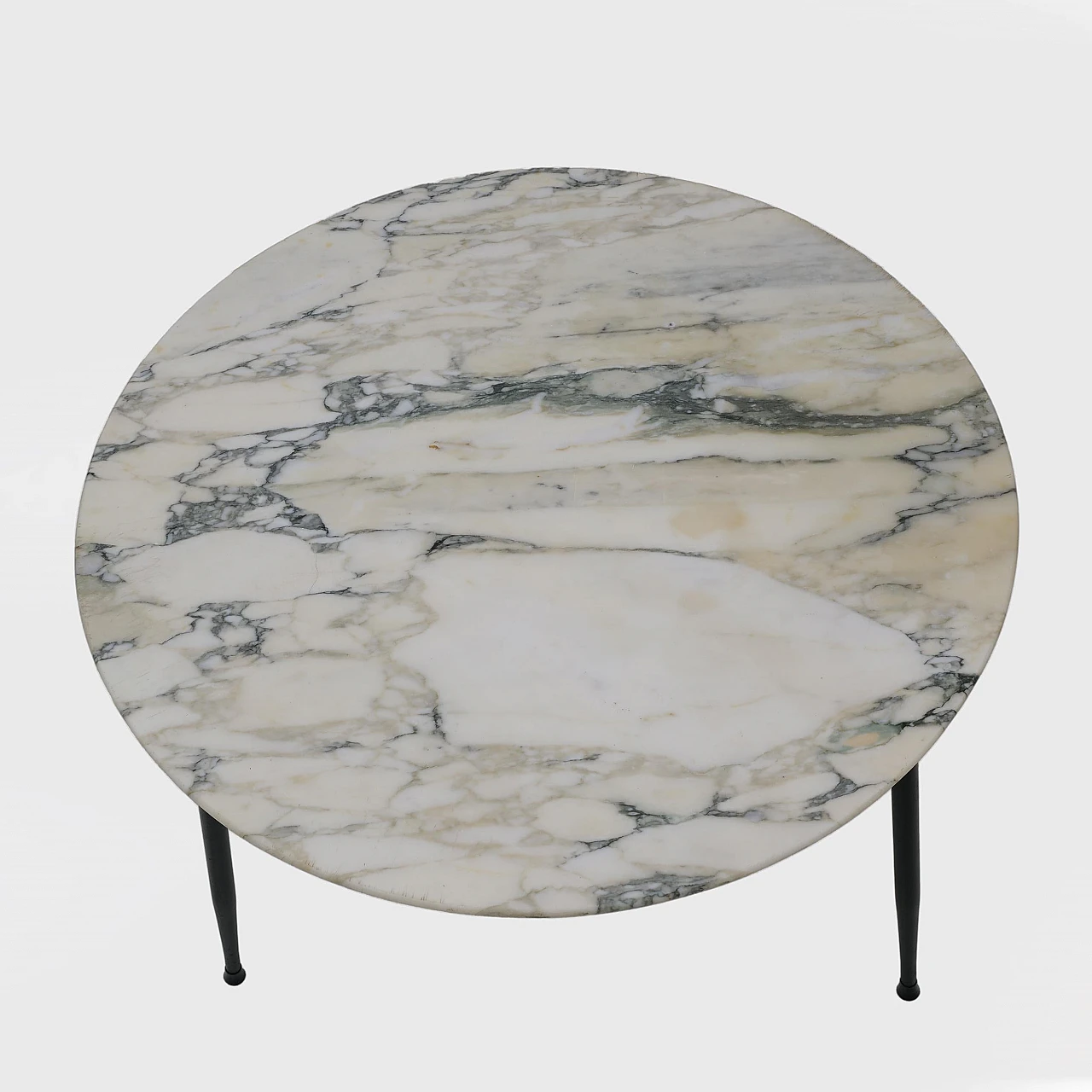 Round coffee table in Carrara marble and metal, 1960s 7