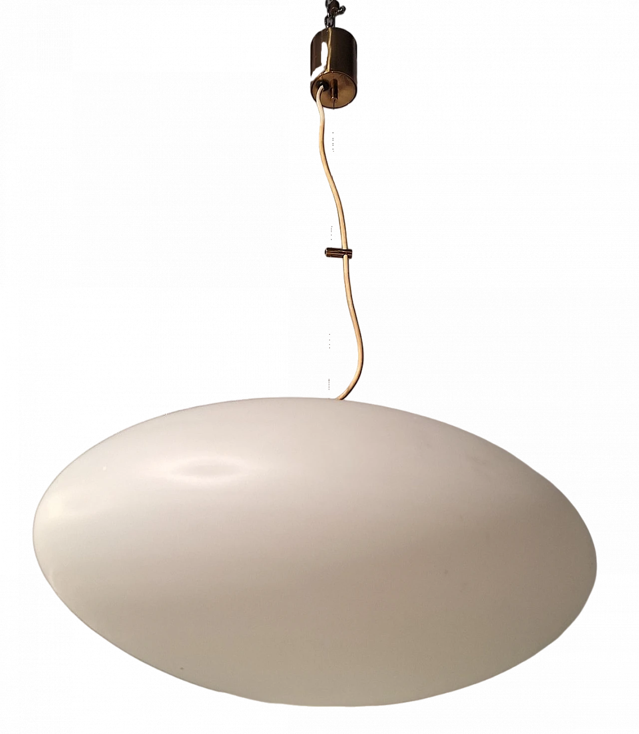 Lampadario Ufo in vetro opalino di Stilnovo, anni '60 11