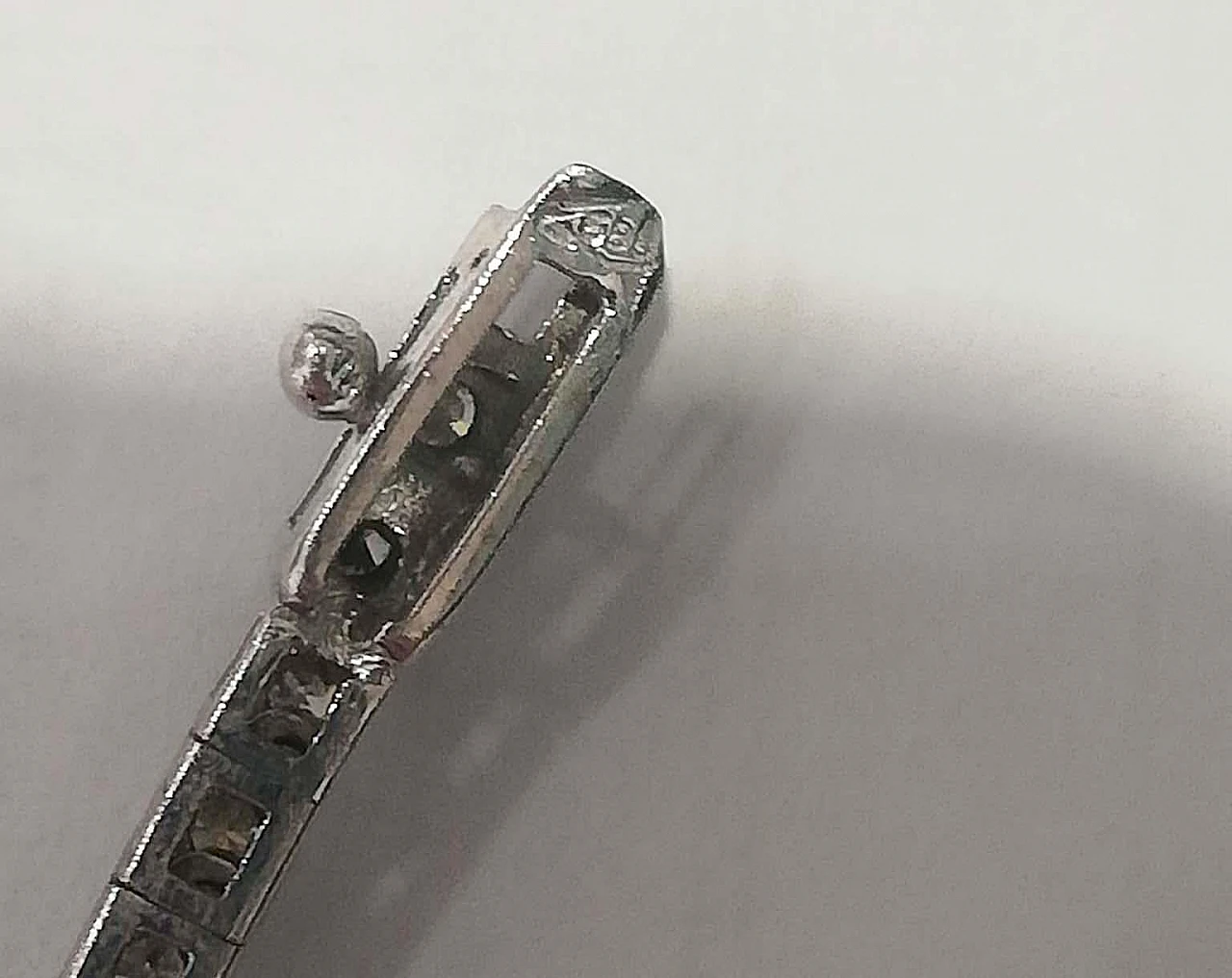 14 Karat white gold tennis necklace with diamonds & topaz, 1970s 7