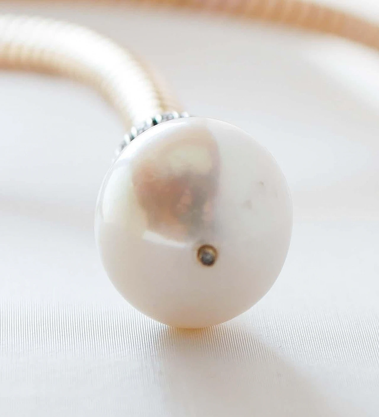 14 Karat rose gold necklace with pearls, diamonds & onyx, 1960s 4