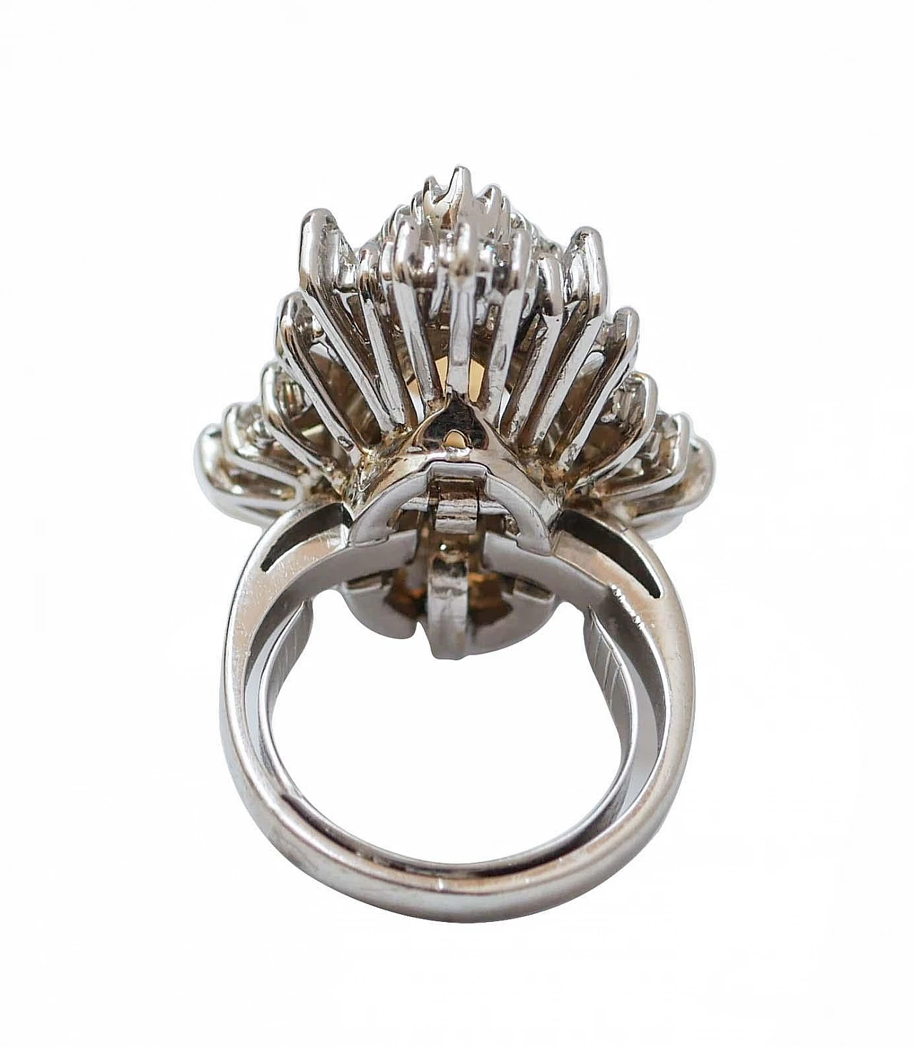 Topazio, diamanti, anello/ciondolo in oro bianco 14 carati. 3