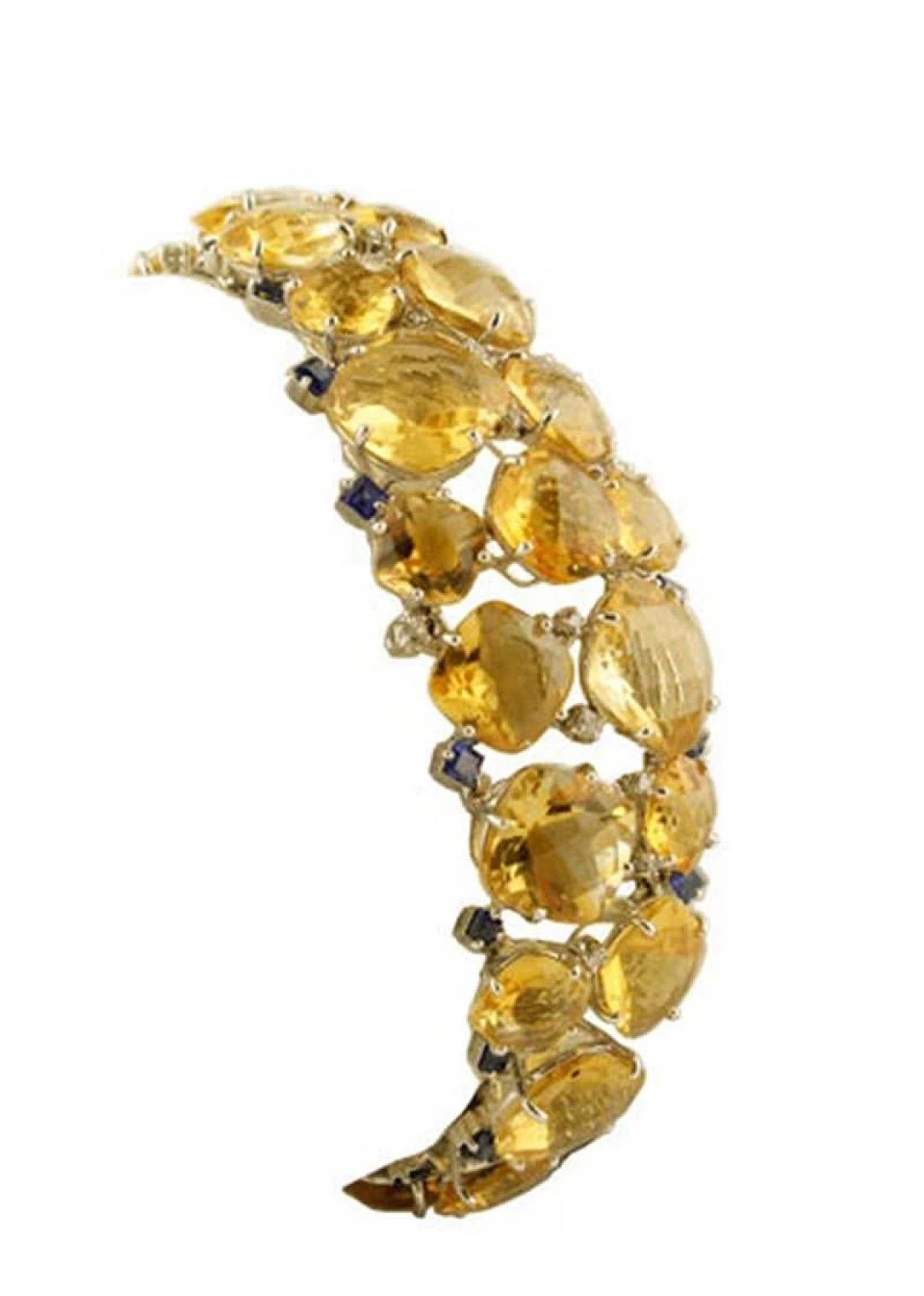 Bracciale Retrò in oro bianco 14 kt con topazi, zaffiri e diamanti 2