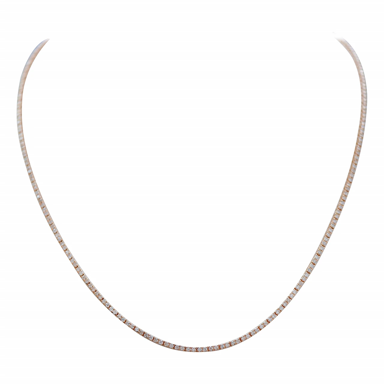 Collana Tennis in oro rosa 18 carati con diamanti, 2020 1