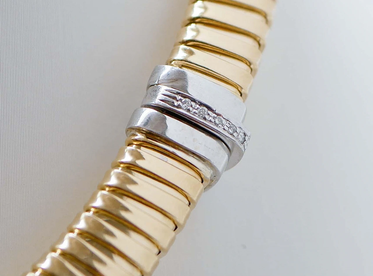 Tubogas necklace in 18K yellow and white gold with diamonds 4