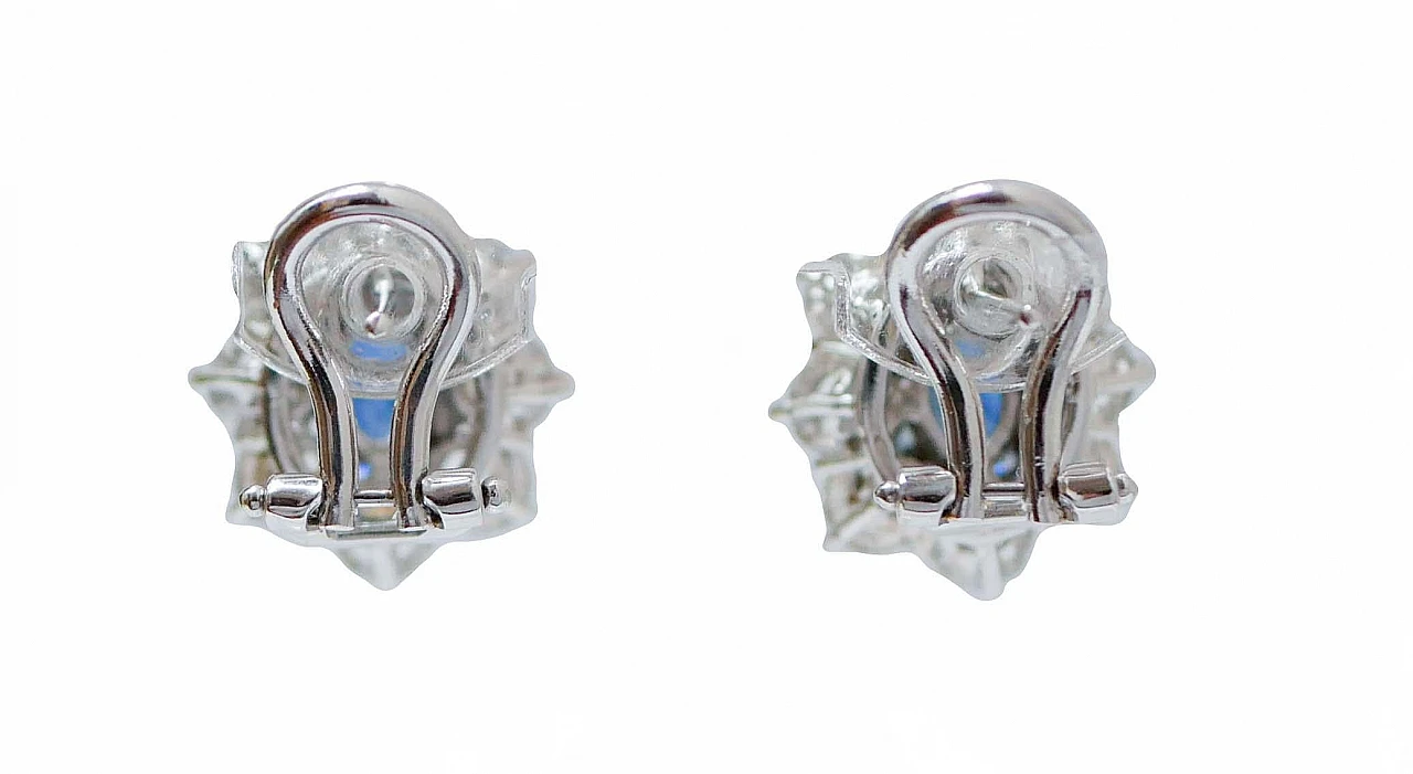 Pair of 18 karat white gold earrings with sapphires & diamonds 3