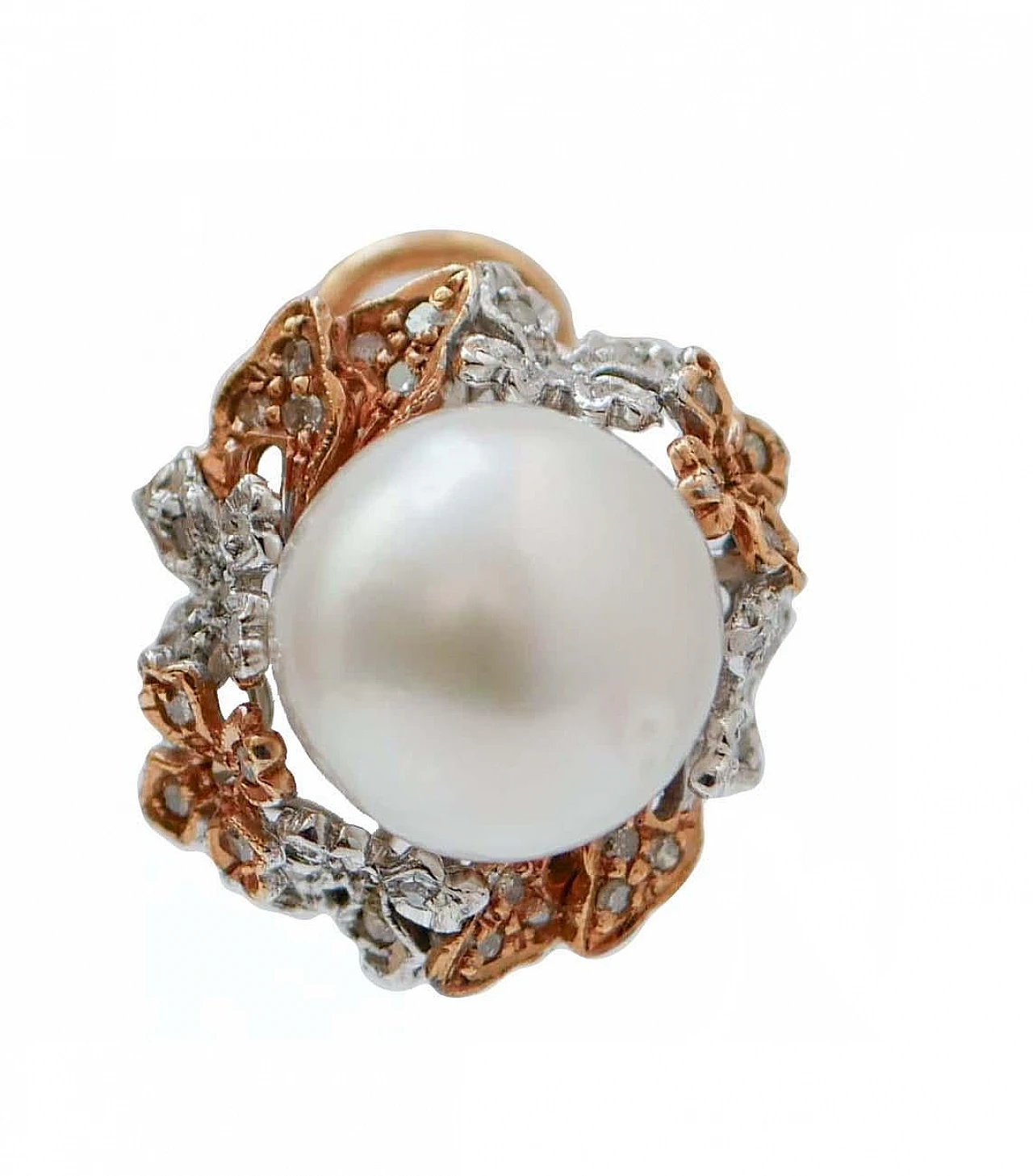 Orecchini con perle dei mari del sud, diamanti, oro bianco e rosa 2