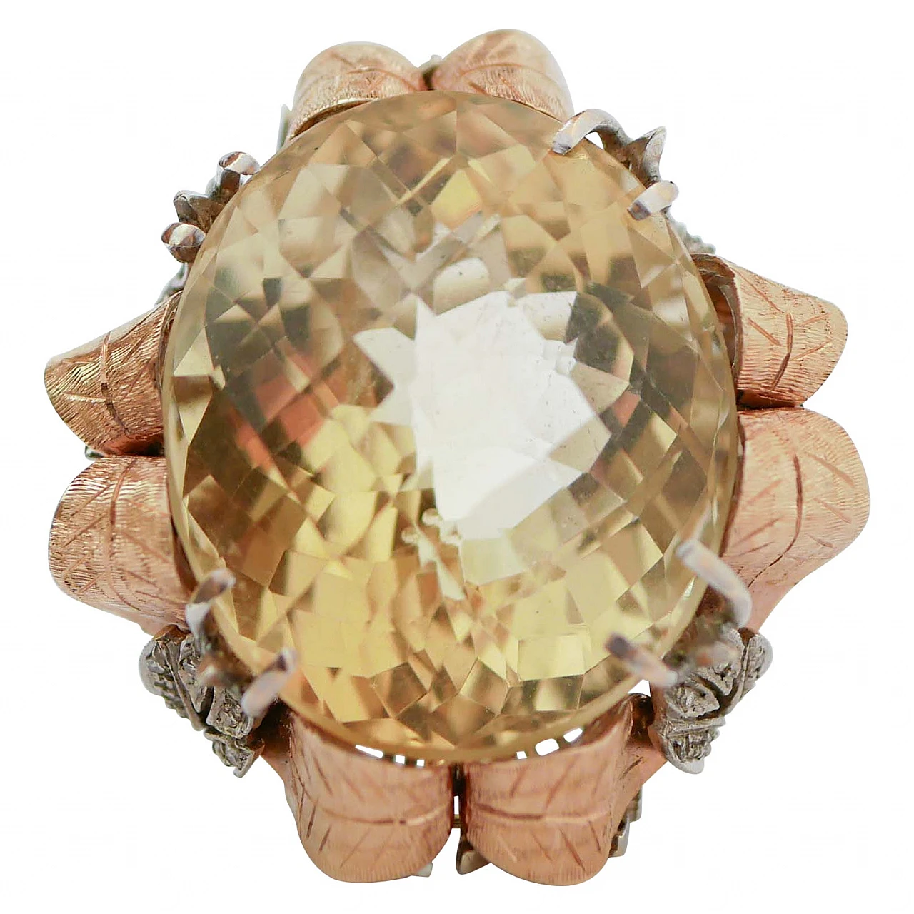 14K white and rose gold ring with topaz and diamonds 1