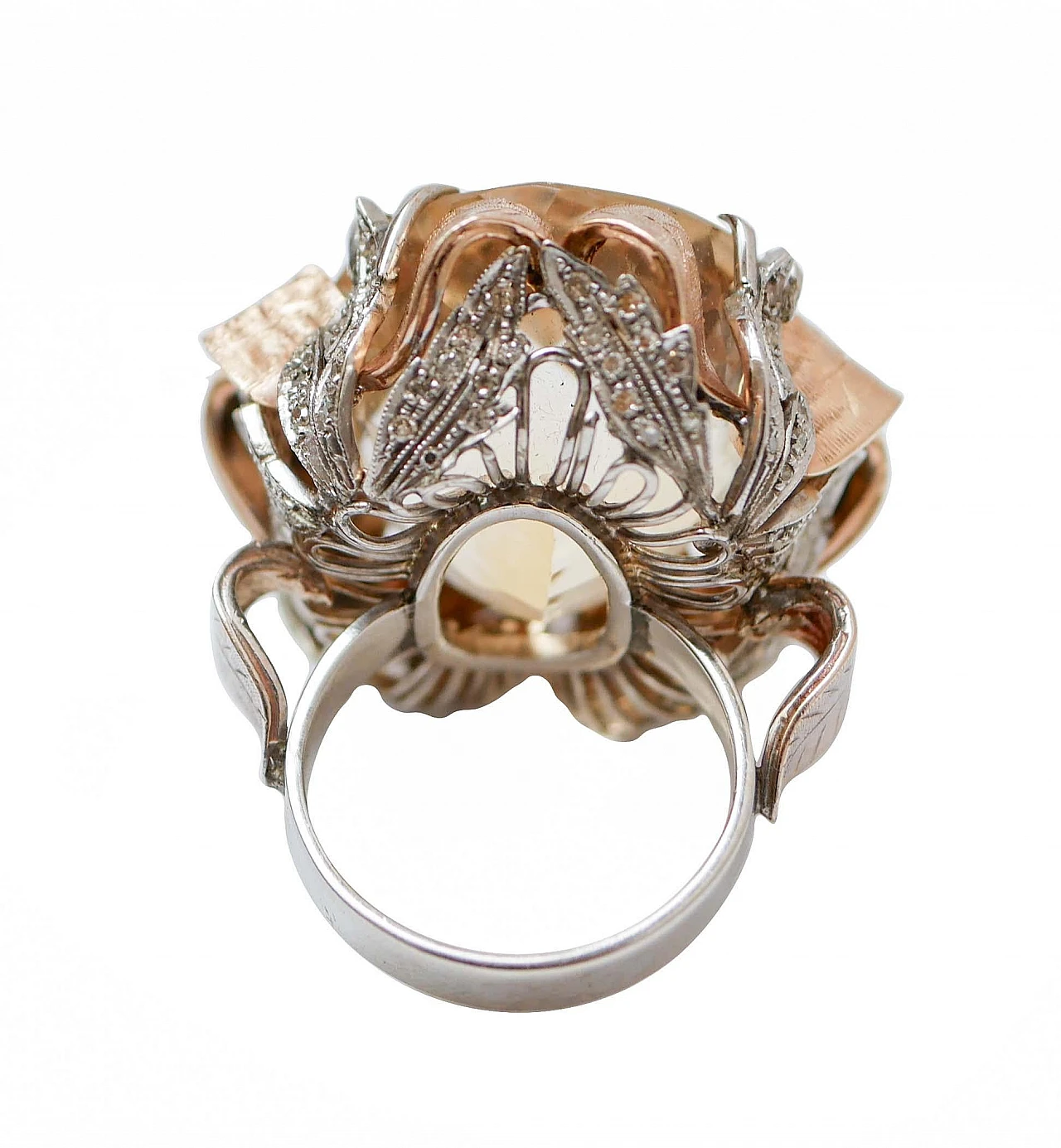 14K white and rose gold ring with topaz and diamonds 3