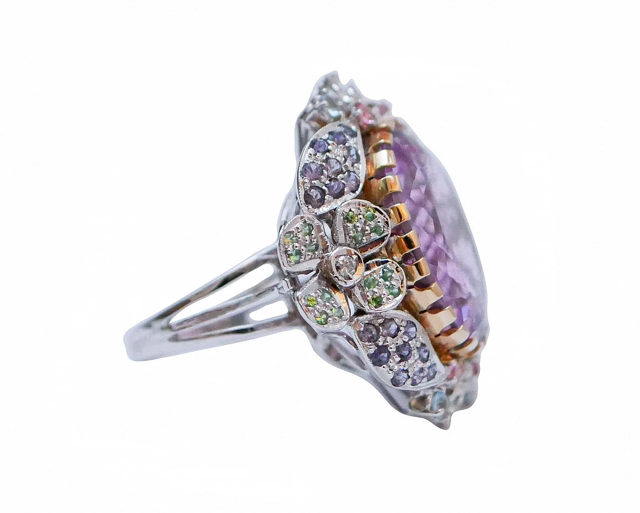 Ring with tourmaline, iolite, topazes, peridots, amethyst and diamonds 2