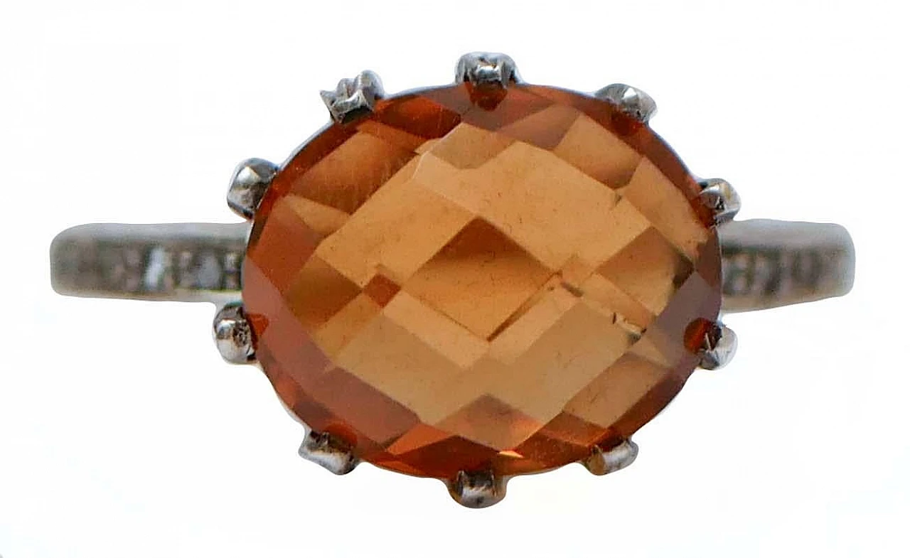 14 Karat rose gold and silver ring with topaz and diamonds, 2020 2