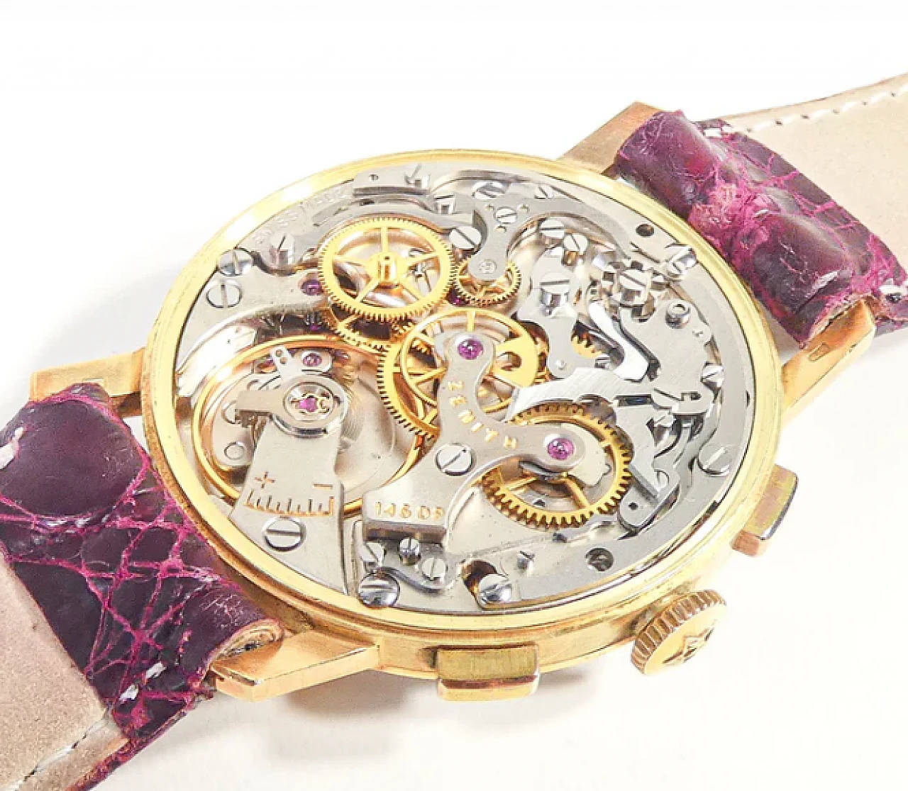 Orologio 14 DP in oro 18k e pelle di Zenith, anni '50 3