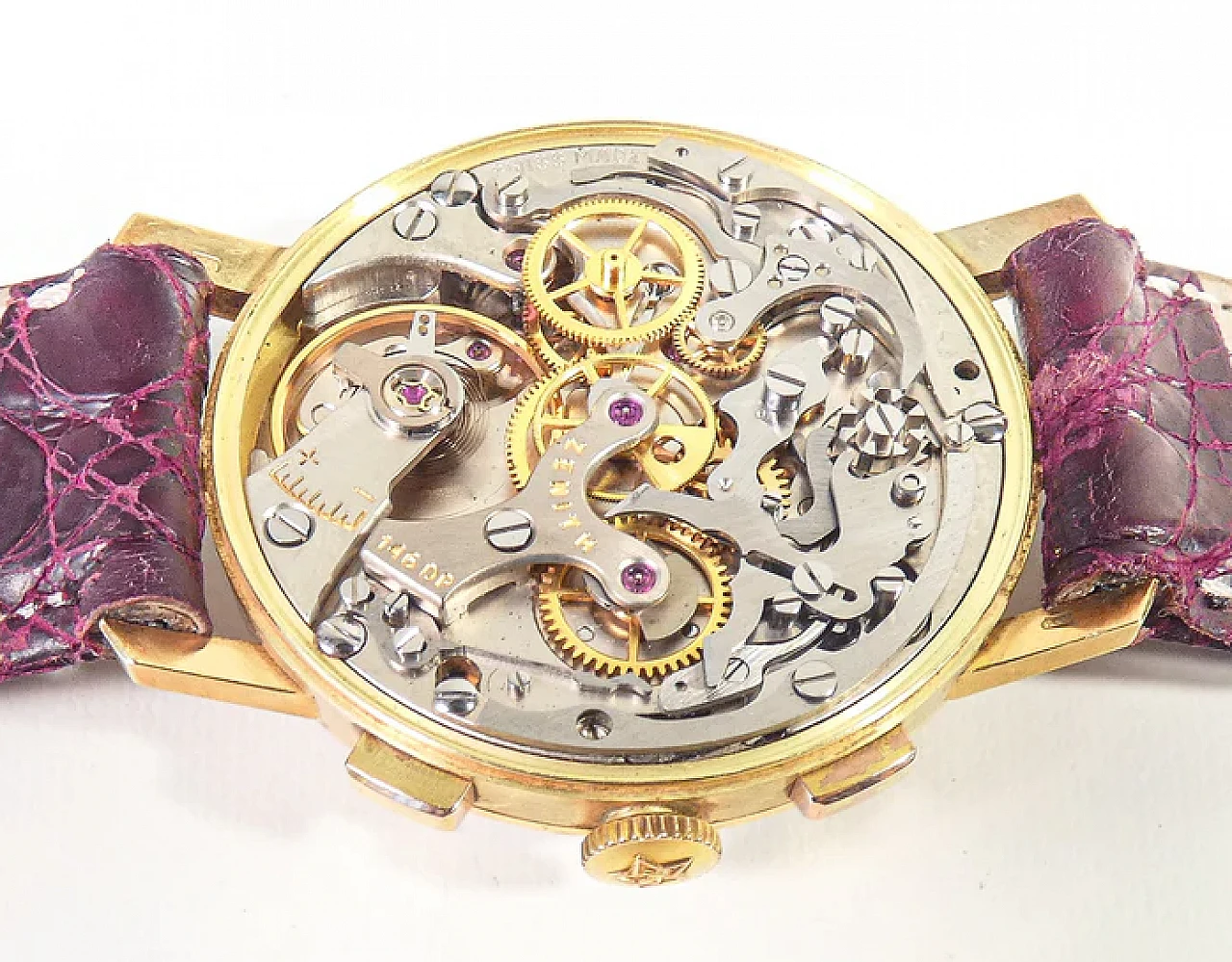 Orologio 14 DP in oro 18k e pelle di Zenith, anni '50 6