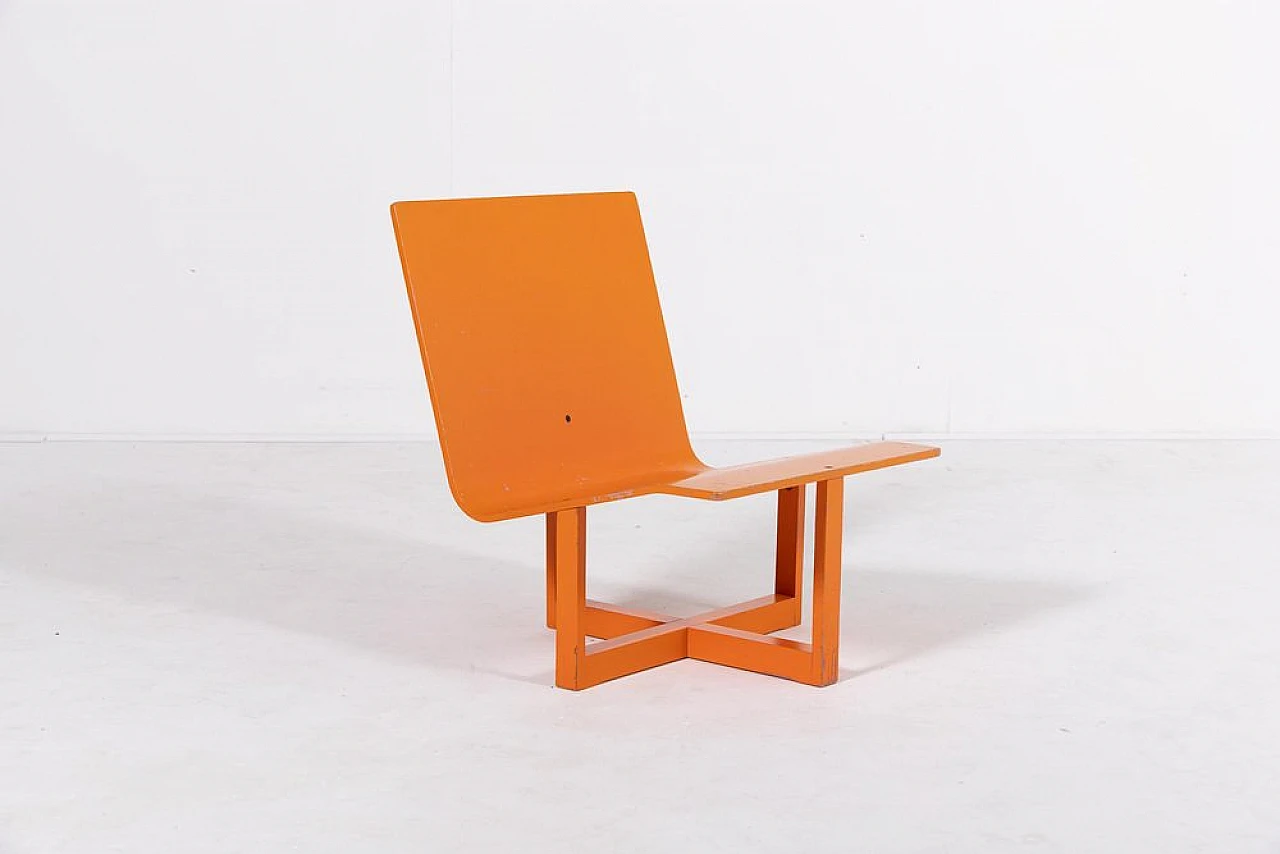 Plywood lounge chair with coffee table by Chr. Rasmussen, 1970s 4