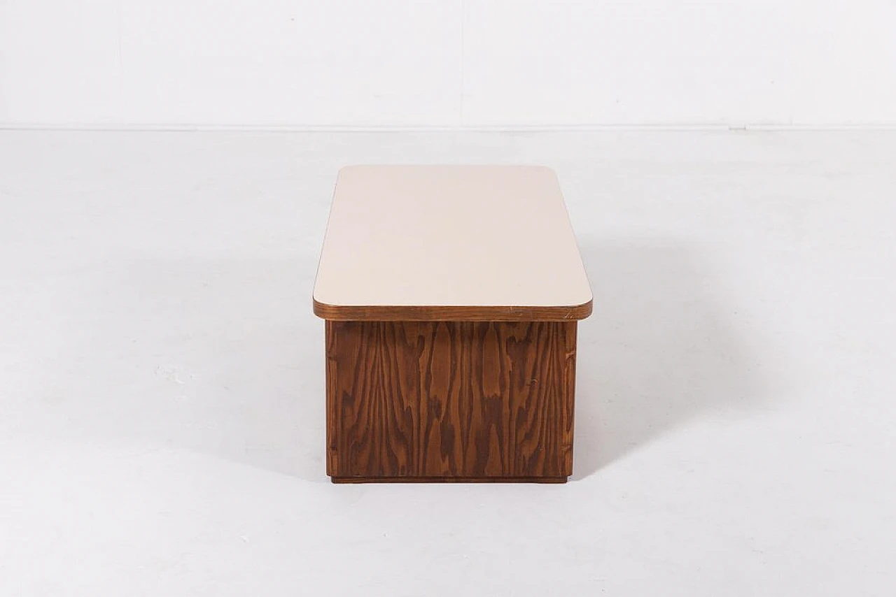 Brutalist coffee table in oak wood with laminated top, 1970s 3