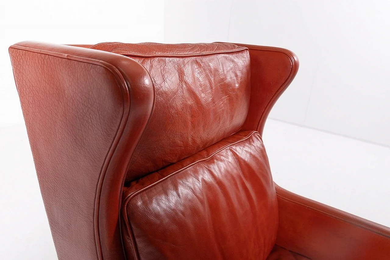 Pair of beech wood & leather armchairs by Mogens Hansen, 1970s 6