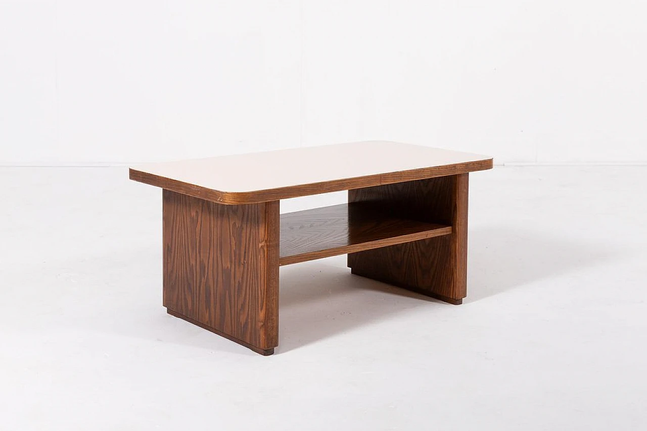 Brutalist coffee table in oak wood with laminated top, 1970s 4