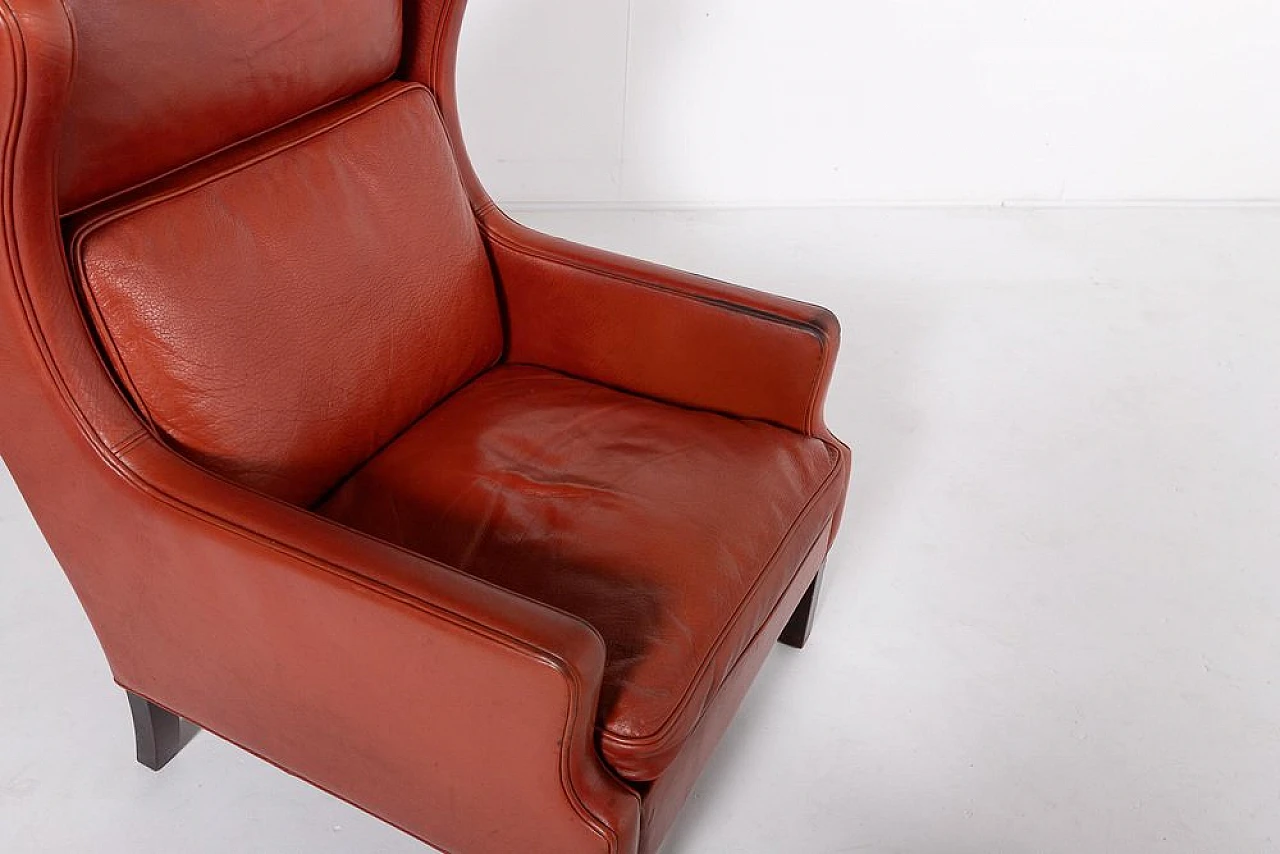 Pair of beech wood & leather armchairs by Mogens Hansen, 1970s 7