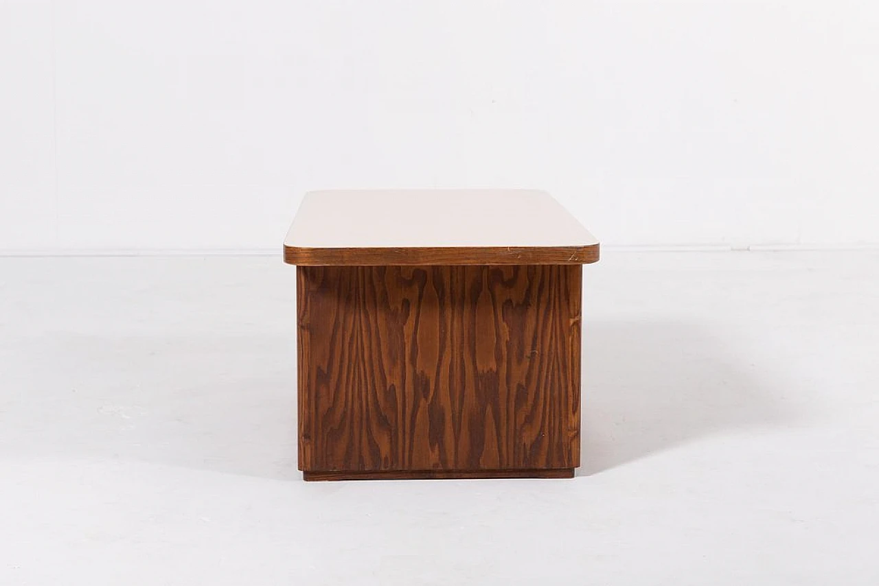 Brutalist coffee table in oak wood with laminated top, 1970s 5