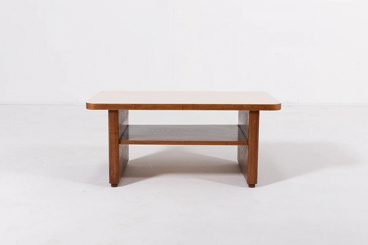 Brutalist coffee table in oak wood with laminated top, 1970s 6