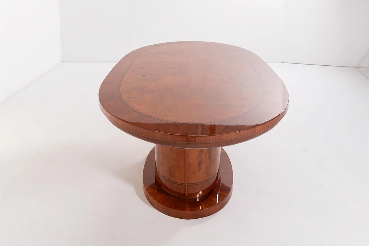 Oval dining table in burl wood veneer, 1990s 6