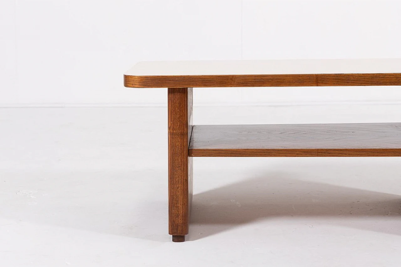 Brutalist coffee table in oak wood with laminated top, 1970s 8