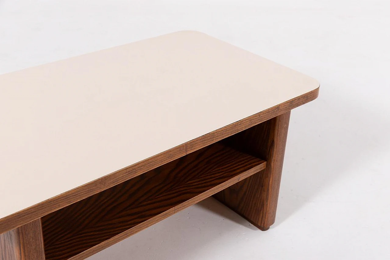 Brutalist coffee table in oak wood with laminated top, 1970s 10